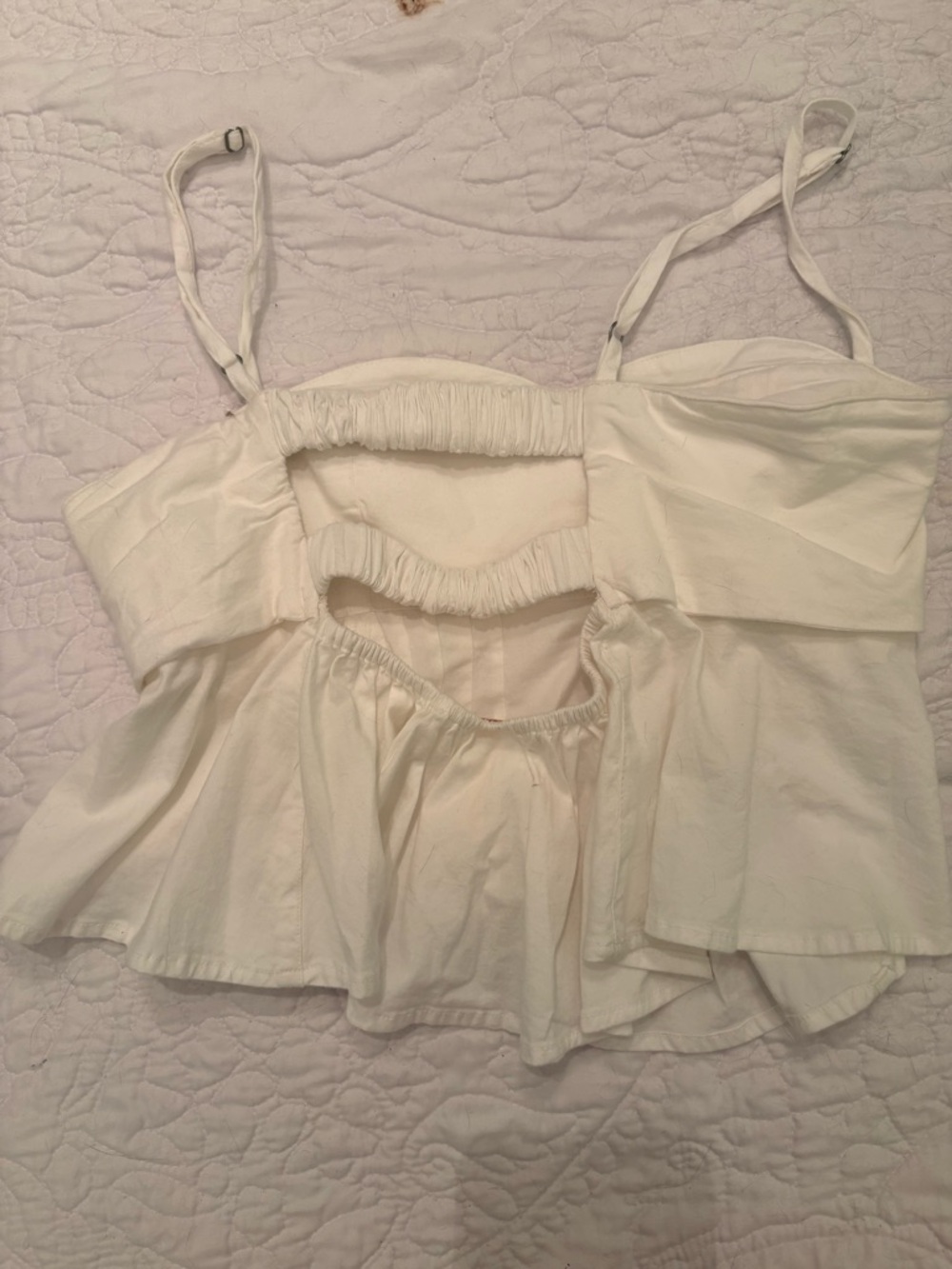 Free People Cream Cutout Peplum Camisole